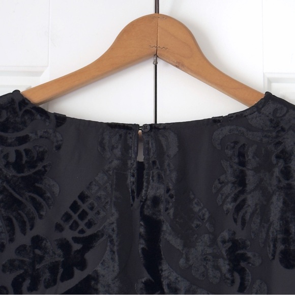 Talbots RSVP Burnout Velvet Blouse Large Black Sheer Dressy Lined Dark Romantic - Picture 6 of 11